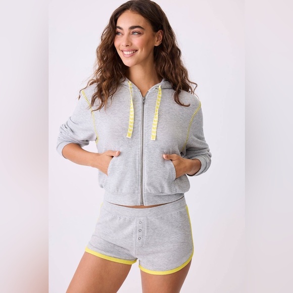 P.J. Salvage Tops - PJ Salvage Gray and Yellow Electric Vibes Hoodie